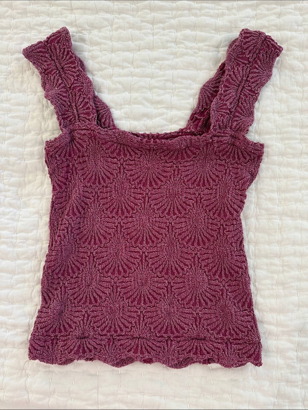 Free People Textured Square-Neck Tank - Plum Berry Intimates